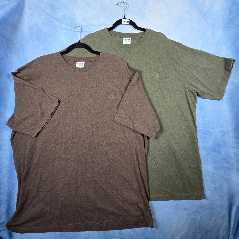 Guide Series Mens 2 Pack T-Shirts 2XLT Tall Cotton Olive Green Brown Tee Shirt